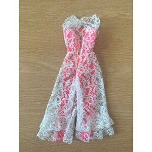 VTG Barbie 1968 Jump into Lace #1823 MOD Hot Pink White lace Jumpsuit Japan